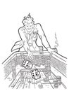 Devil playing dice in casino. Royalty Free Stock Photo